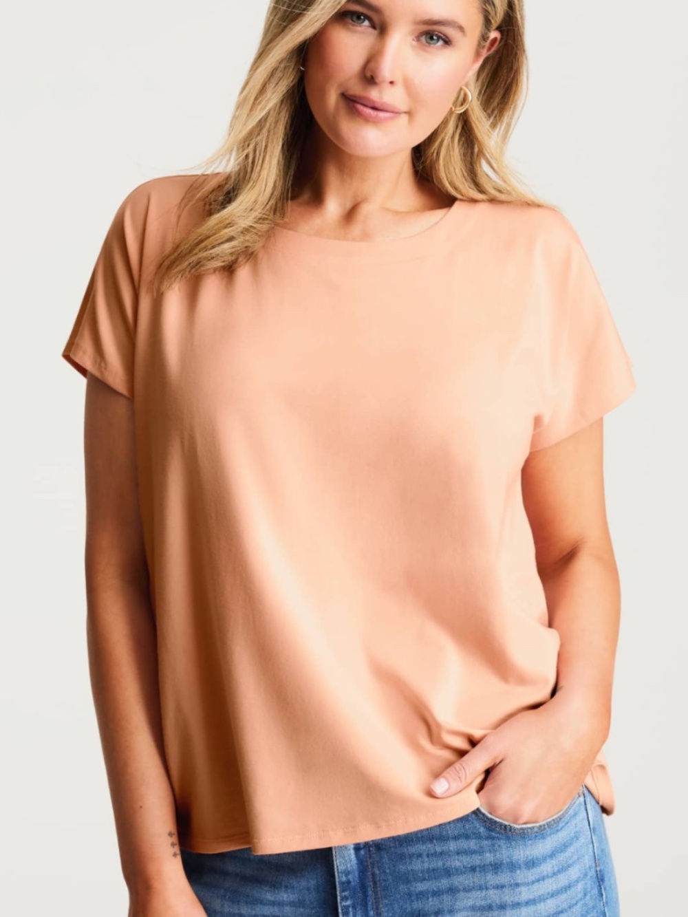J Jill Luxe Supima Scoop Neck Tee Size XL Coral‎ Dust Supima Cotton T-Shirt